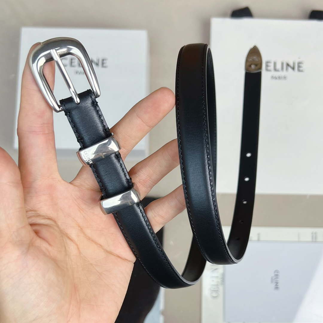 Celine 45BAE3A01 Small Western Belt In Taurillon Leather Black 1.8 CM C12003