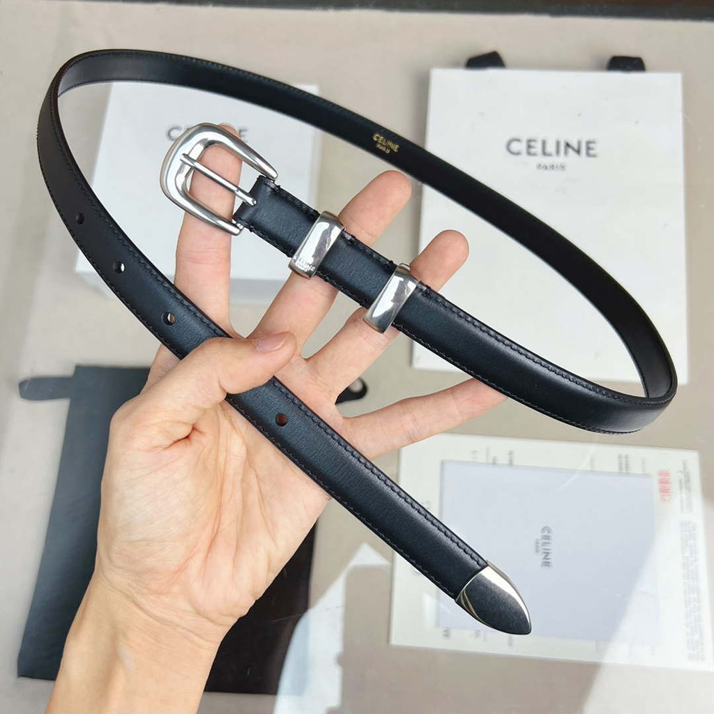 Celine 45BAE3A01 Small Western Belt In Taurillon Leather Black 1.8 CM C12003