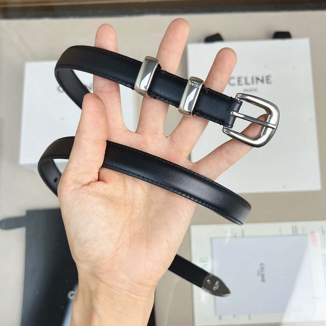 Celine 45BAE3A01 Small Western Belt In Taurillon Leather Black 1.8 CM C12003