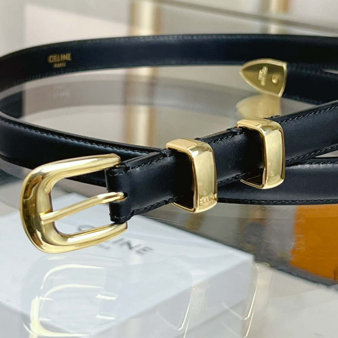 Celine 45BAE3A01 Small Western Belt In Taurillon Leather Black 1.8 CM C12003