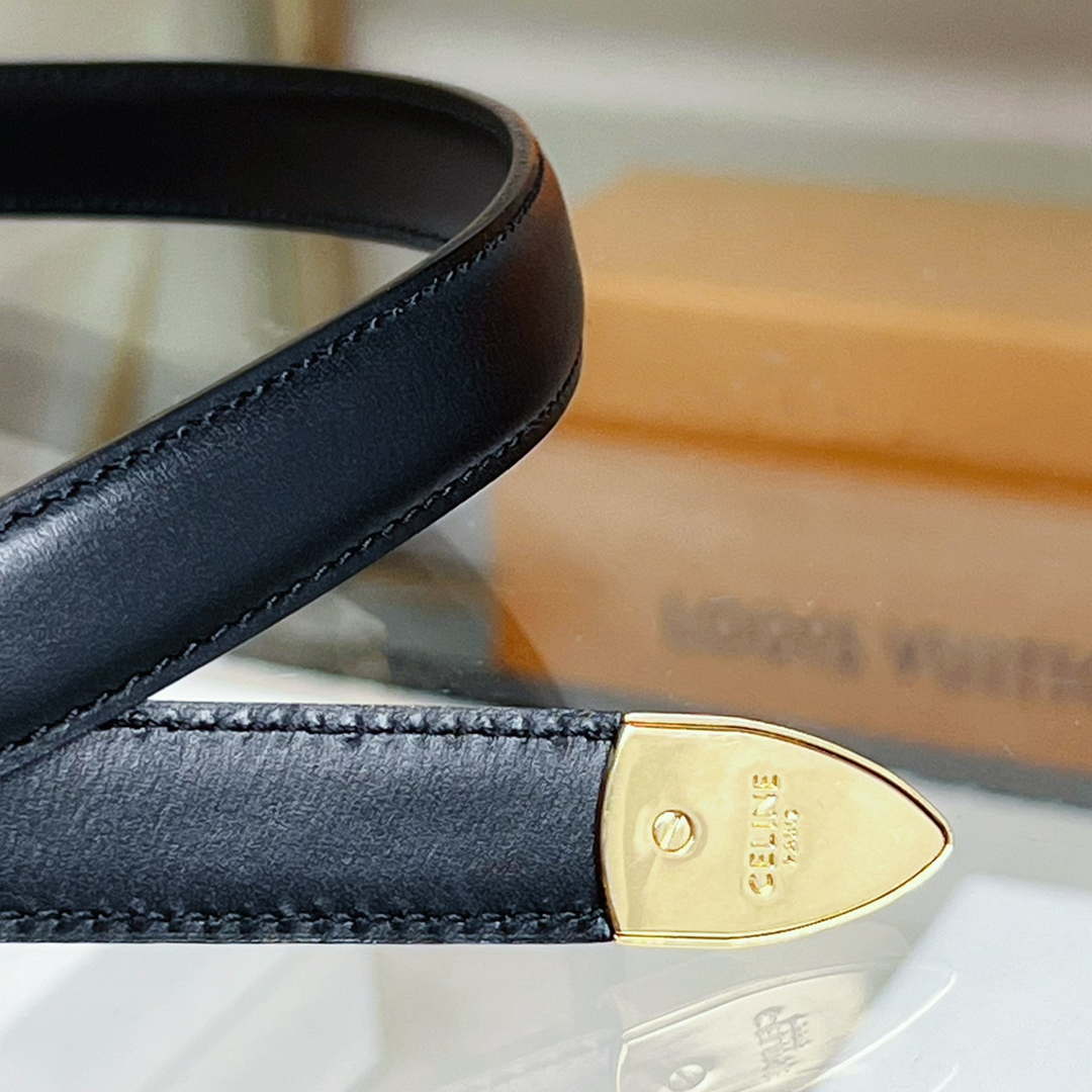 Celine 45BAE3A01 Small Western Belt In Taurillon Leather Black 1.8 CM C12003