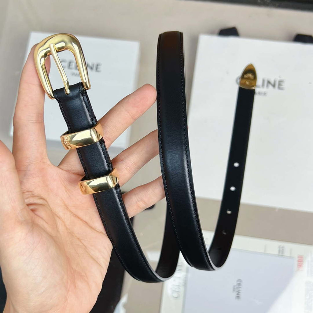 Celine 45BAE3A01 Small Western Belt In Taurillon Leather Black 1.8 CM C12003