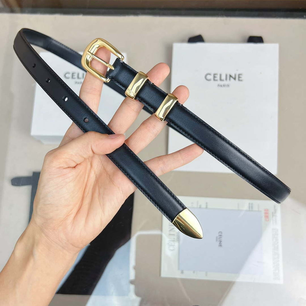 Celine 45BAE3A01 Small Western Belt In Taurillon Leather Black 1.8 CM C12003