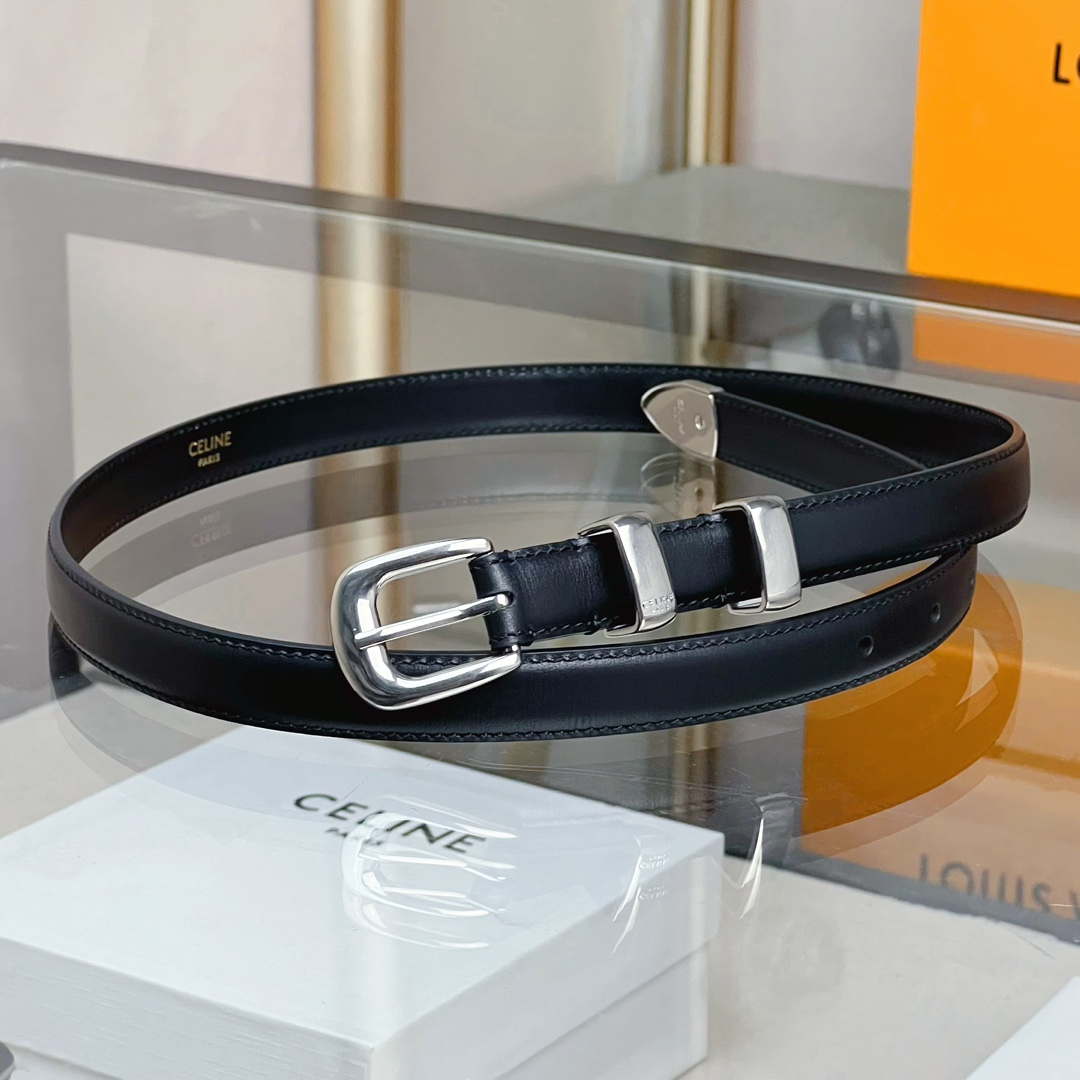 Celine 45BAE3A01 Small Western Belt In Taurillon Leather Black 1.8 CM C12003