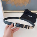 Celine 45BAG3A78 Medium Western Belt In Natural Calfskin Black 2.5 CM C12002 - Gold / 75--(90CM) - View 1