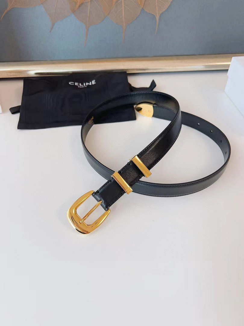 Celine 45BAG3A78 Medium Western Belt In Natural Calfskin Black 2.5 CM C12002
