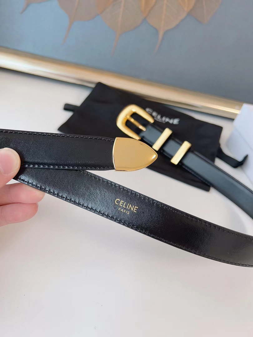 Celine 45BAE3A01 Small Western Belt In Taurillon Leather Black 1.8 CM C12003