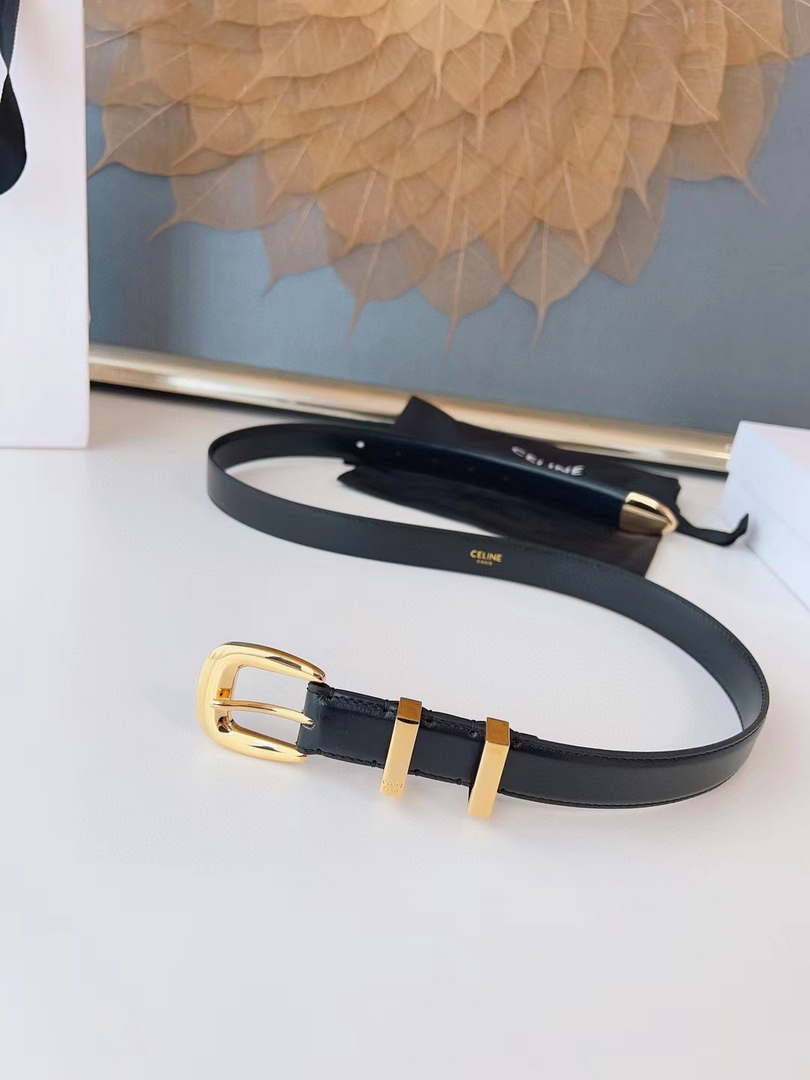 Celine 45BAE3A01 Small Western Belt In Taurillon Leather Black 1.8 CM C12003