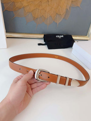 Celine 45BAG3A78 Medium Western Belt In Natural Calfskin Tan 2.5 CM C12001 - Gold / 75--(90CM) - View 1