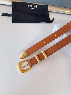 Celine 45BAG3A78 Medium Western Belt In Natural Calfskin Tan 2.5 CM C12001 - Gold / 75--(90CM) - View 11