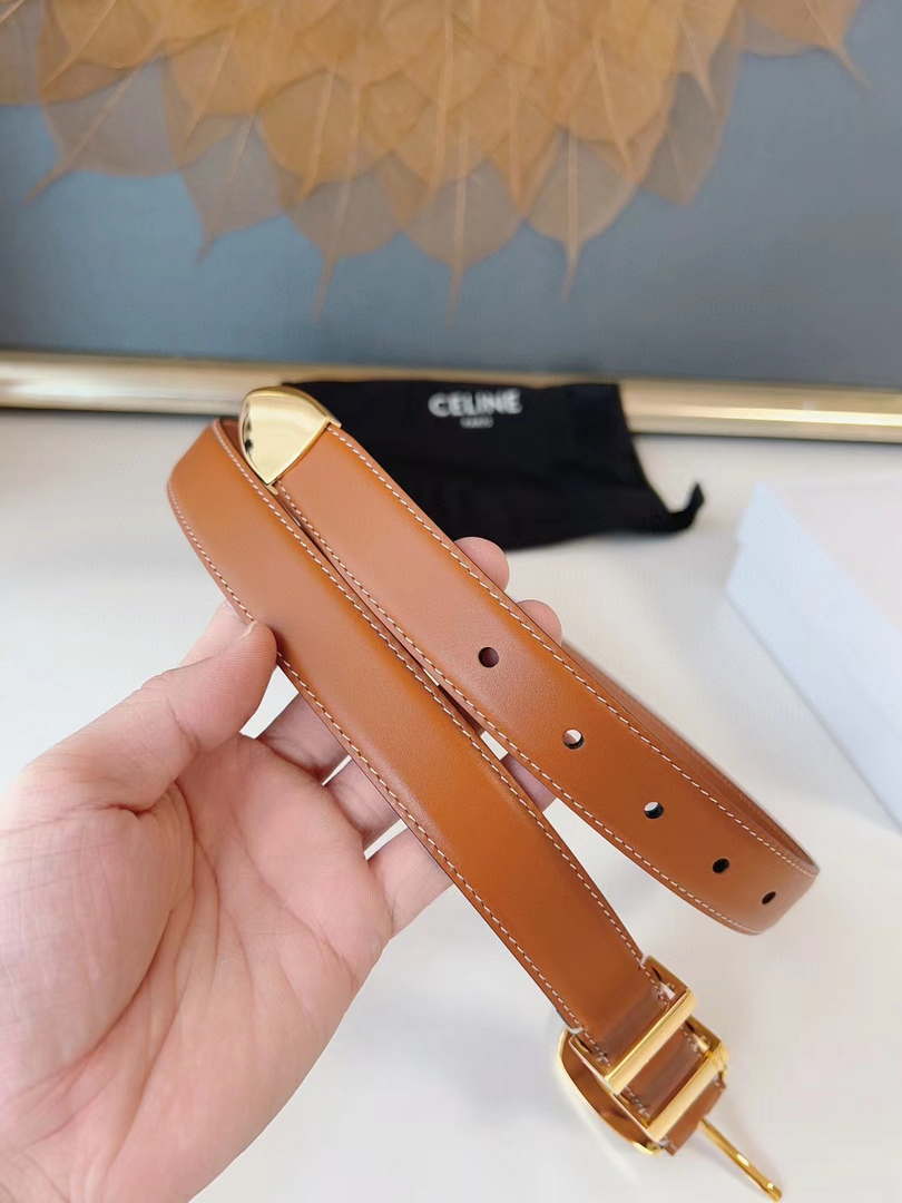 Celine 45BAG3A78 Medium Western Belt In Natural Calfskin Tan 2.5 CM C12001