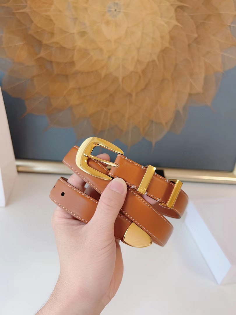 Celine 45BAG3A78 Medium Western Belt In Natural Calfskin Tan 2.5 CM C12001
