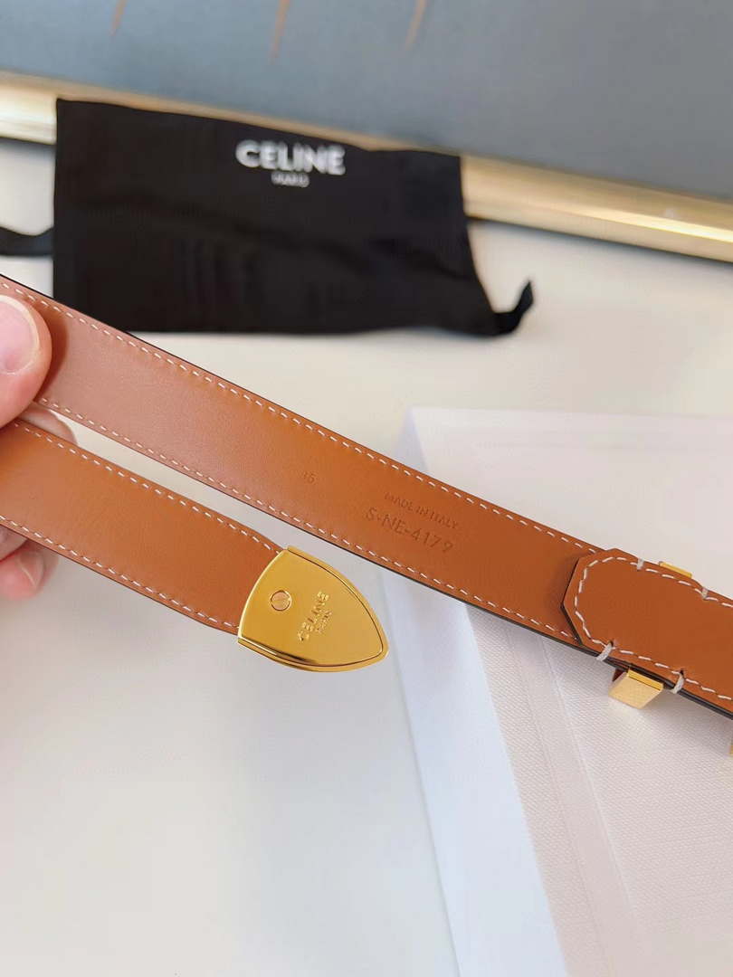 Celine 45BAG3A78 Medium Western Belt In Natural Calfskin Tan 2.5 CM C12001
