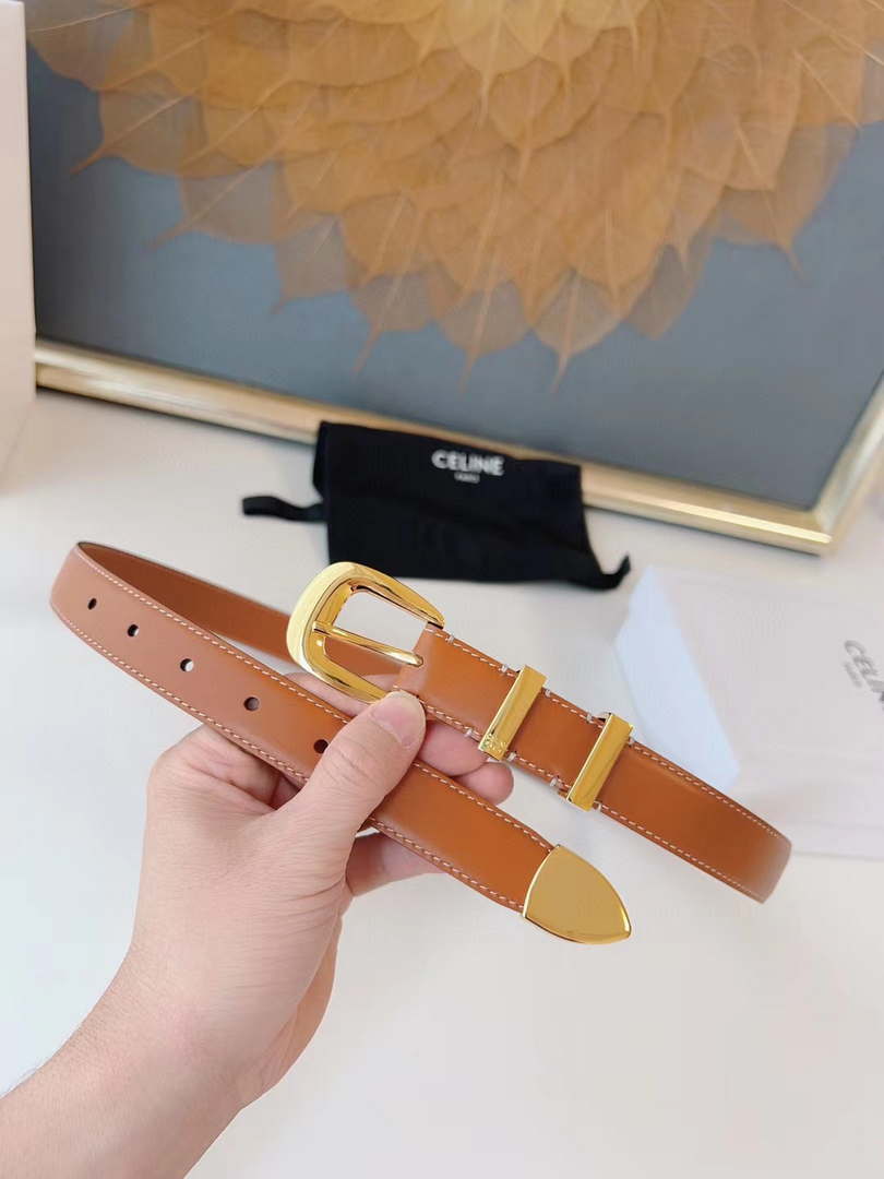 Celine 45BAG3A78 Medium Western Belt In Natural Calfskin Tan 2.5 CM C12001
