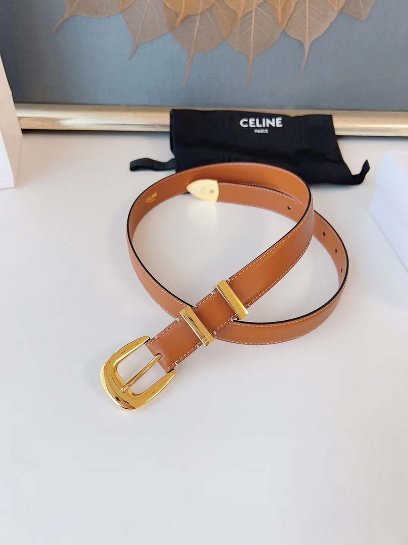 Celine 45BAG3A78 Medium Western Belt In Natural Calfskin Tan 2.5 CM C12001