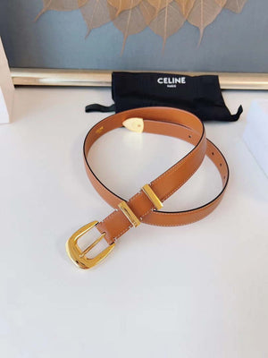 Celine 45BAG3A78 Medium Western Belt In Natural Calfskin Tan 2.5 CM C12001 - Gold / 75--(90CM) - View 17