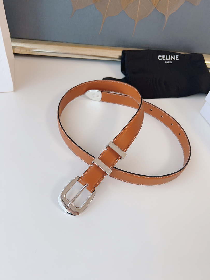 Celine 45BAG3A78 Medium Western Belt In Natural Calfskin Tan 2.5 CM C12001