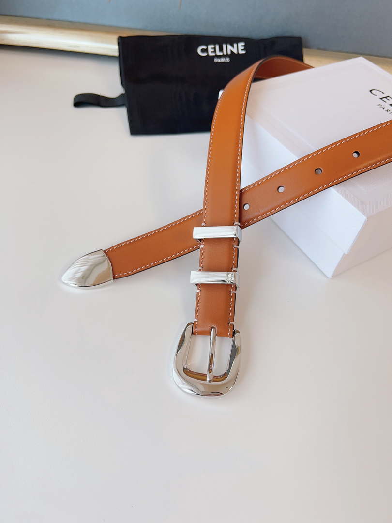 Celine 45BAG3A78 Medium Western Belt In Natural Calfskin Tan 2.5 CM C12001
