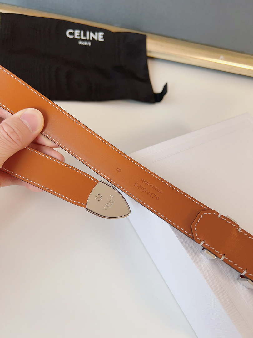 Celine 45BAG3A78 Medium Western Belt In Natural Calfskin Tan 2.5 CM C12001