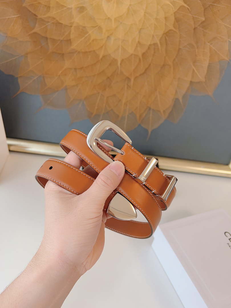 Celine 45BAG3A78 Medium Western Belt In Natural Calfskin Tan 2.5 CM C12001