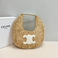 Celine classic panier HOBO BAG IN Raffia and Calfskin 112772 Nuture White