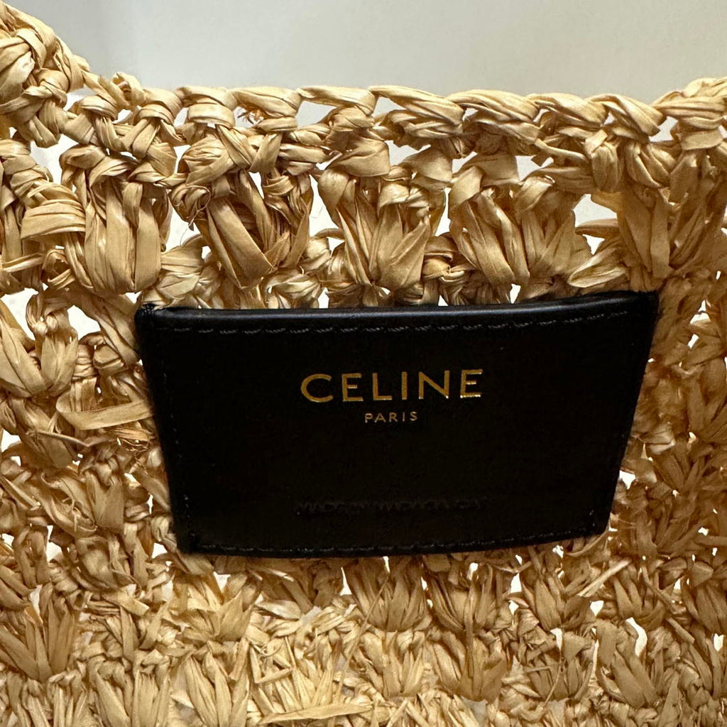 Celine classic panier HOBO BAG IN Raffia and Calfskin 112772 Nuture Black