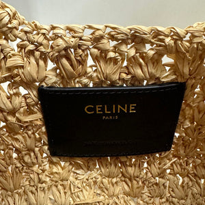Celine classic panier HOBO BAG IN Raffia and Calfskin 112772 Nuture Black - Default Title - View 6