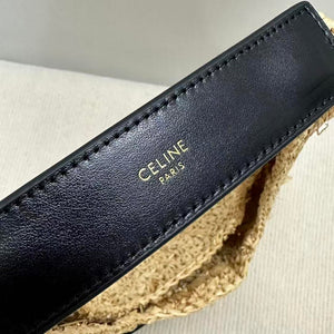 Celine classic panier HOBO BAG IN Raffia and Calfskin 112772 Nuture Black - Default Title - View 8