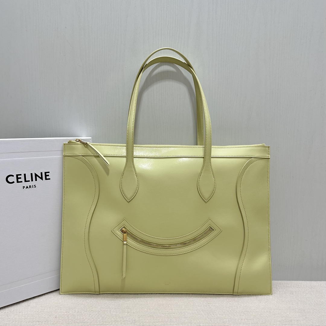 CELINE FLAT LUGGAGE IN GLOSSY CALFSKIN 123963GW4 Light Yellow