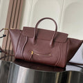 Celine L100E3GW2 MEDIUM NEW LUGGAGE IN SUPPLE SHINY LAMBSKIN Brown Red