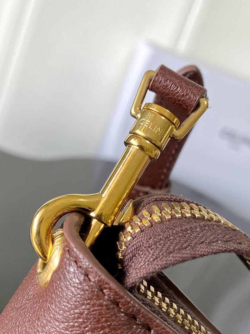 Celine L100E3GW2 MEDIUM NEW LUGGAGE IN SUPPLE SHINY LAMBSKIN Brown Red