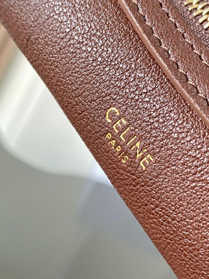 Celine L100E3GW2 MEDIUM NEW LUGGAGE IN SUPPLE SHINY LAMBSKIN Brown Red