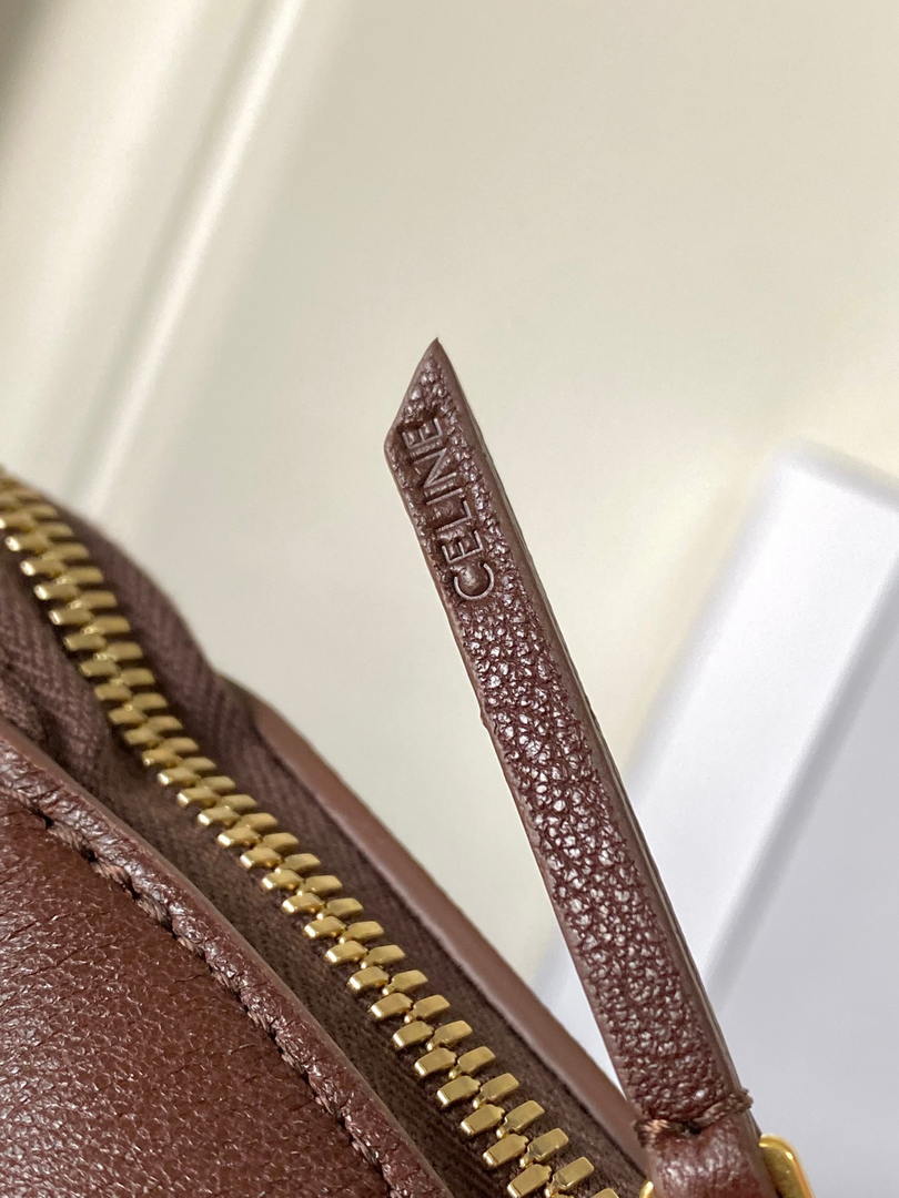 Celine L100E3GW2 MEDIUM NEW LUGGAGE IN SUPPLE SHINY LAMBSKIN Brown Red