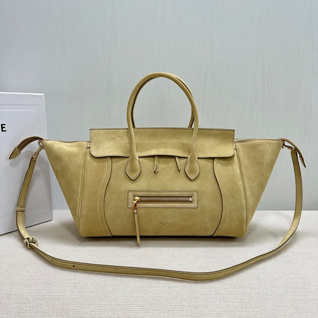 Celine L100E3GW2 MEDIUM NEW LUGGAGE IN SUPPLE Suede 123693 Apricot
