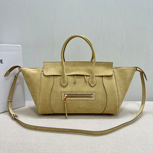 Celine L100E3GW2 MEDIUM NEW LUGGAGE IN SUPPLE Suede 123693 Apricot - Default Title - View 1