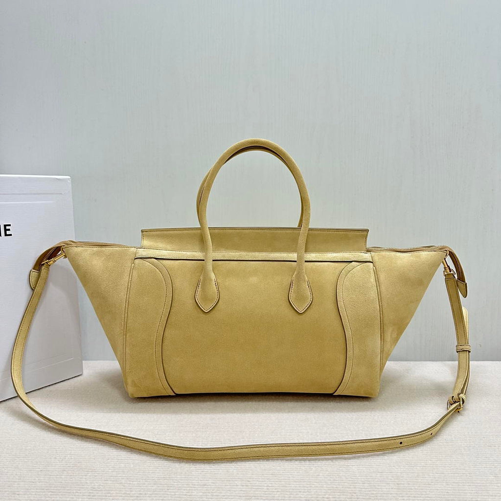 Celine L100E3GW2 MEDIUM NEW LUGGAGE IN SUPPLE Suede 123693 Apricot