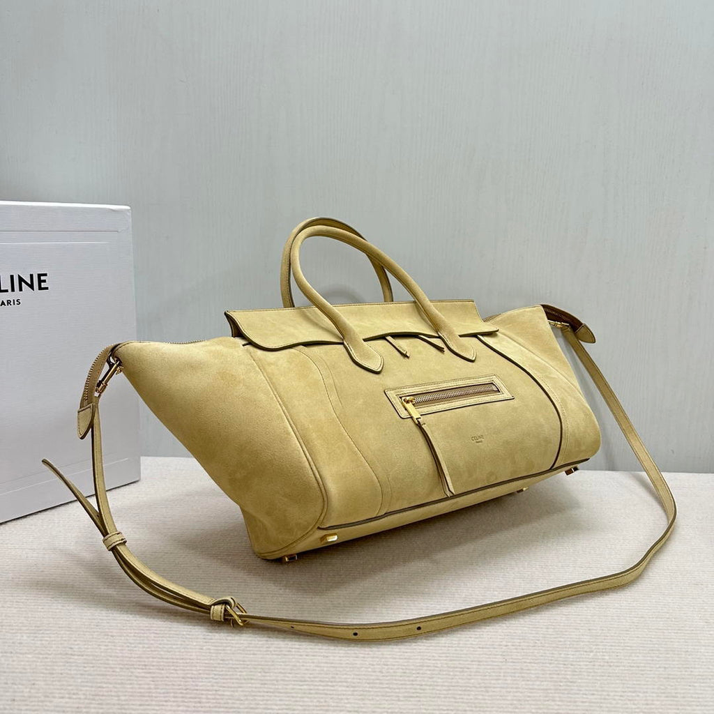 Celine L100E3GW2 MEDIUM NEW LUGGAGE IN SUPPLE Suede 123693 Apricot