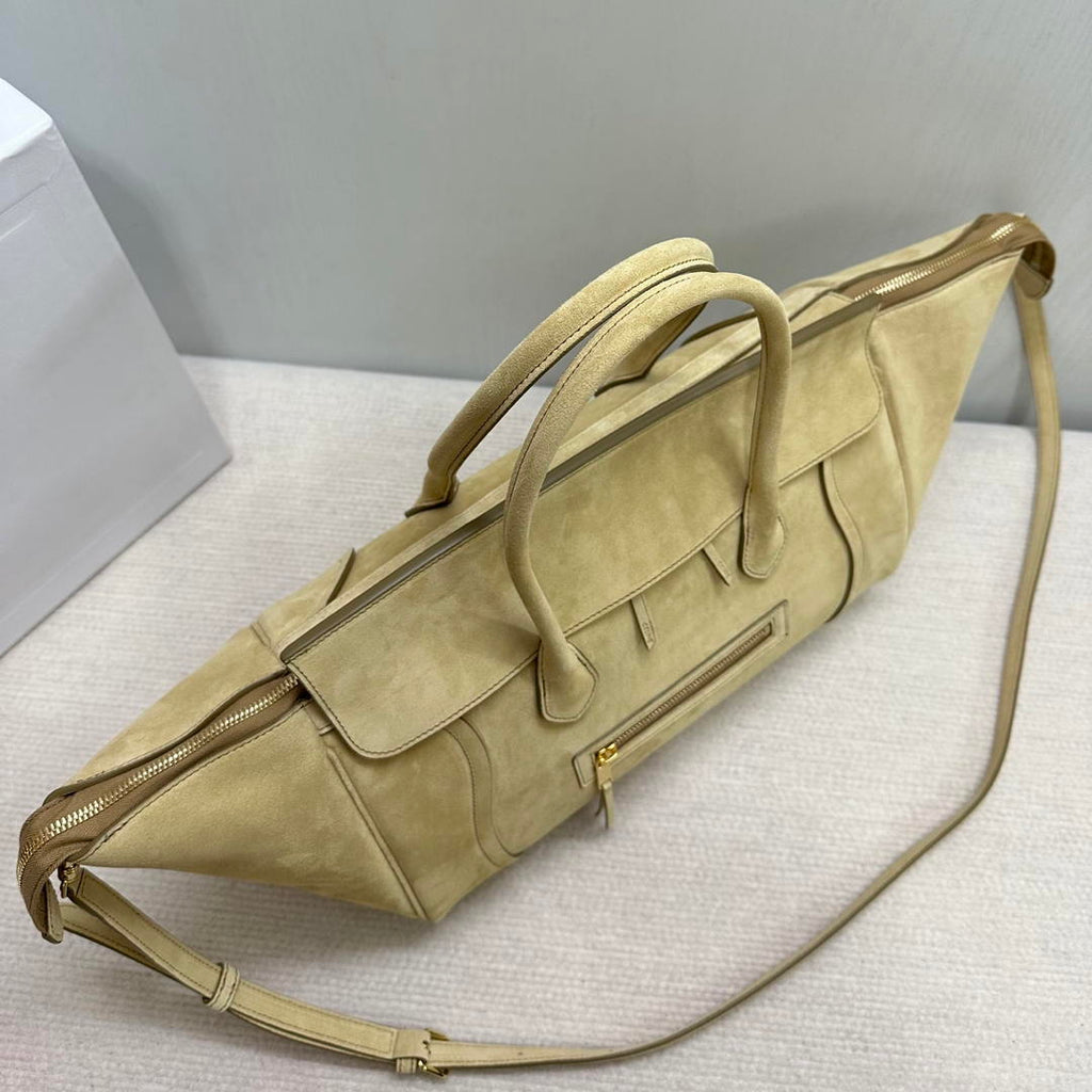 Celine L100E3GW2 MEDIUM NEW LUGGAGE IN SUPPLE Suede 123693 Apricot