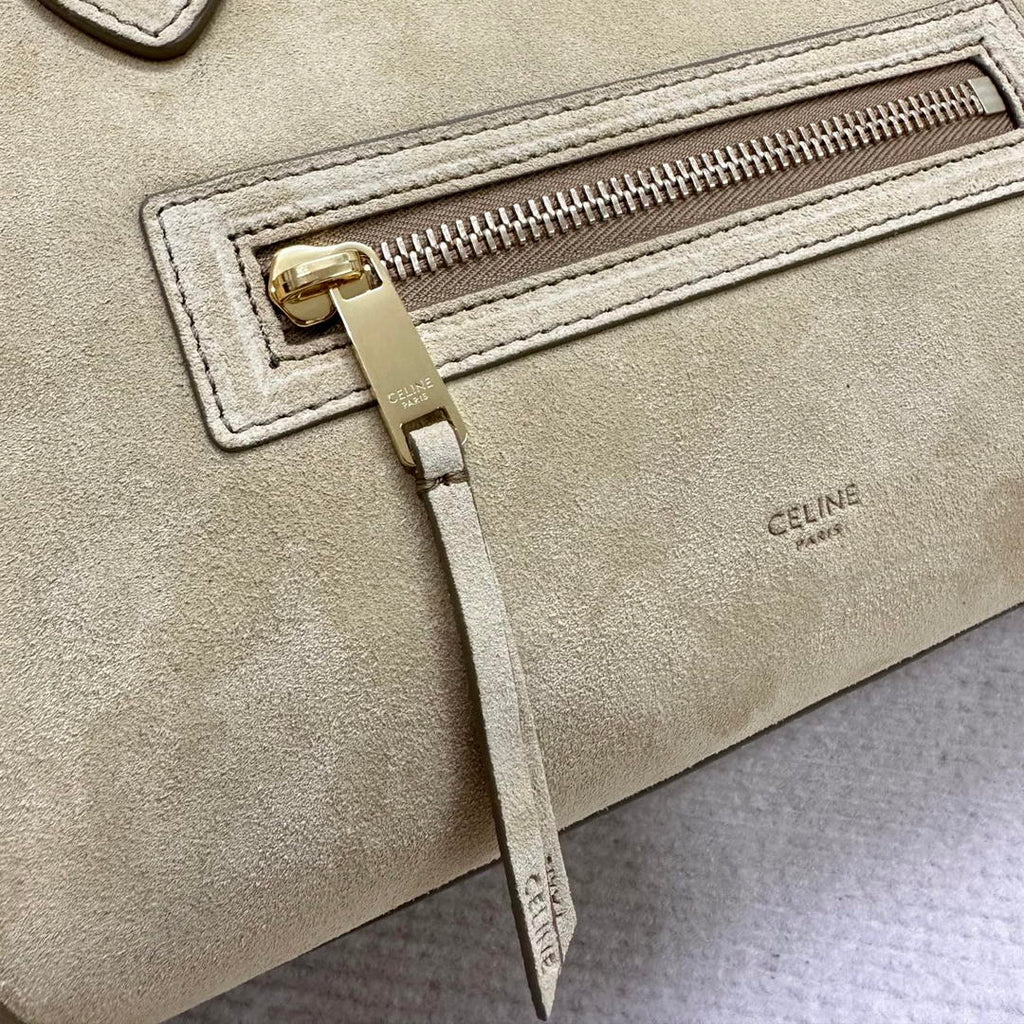 Celine L100E3GW2 MEDIUM NEW LUGGAGE IN SUPPLE Suede 123693 Apricot