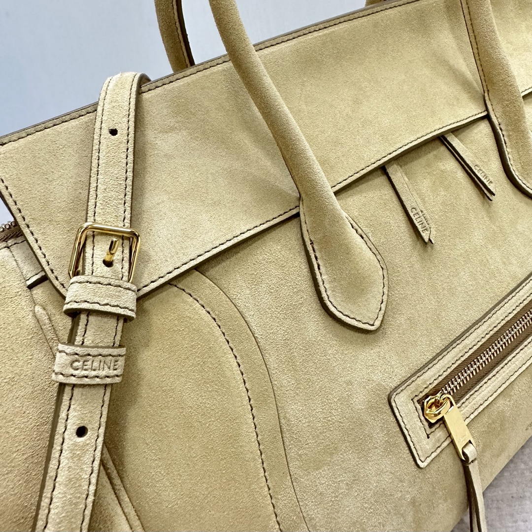 Celine L100E3GW2 MEDIUM NEW LUGGAGE IN SUPPLE Suede 123693 Apricot