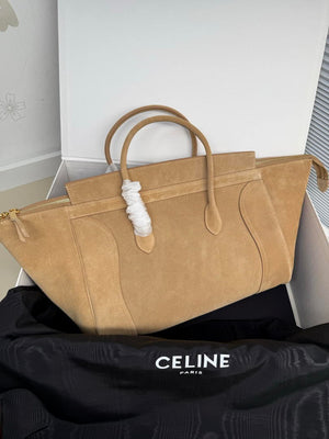 Celine L100E3GW2 MEDIUM NEW LUGGAGE IN SUPPLE Suede 123693 Camel - Default Title - View 2
