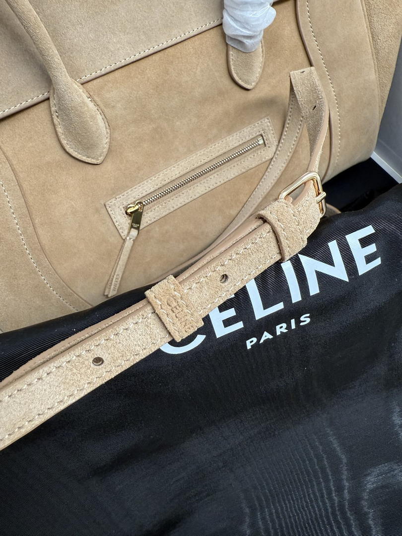 Celine L100E3GW2 MEDIUM NEW LUGGAGE IN SUPPLE Suede 123693 Camel