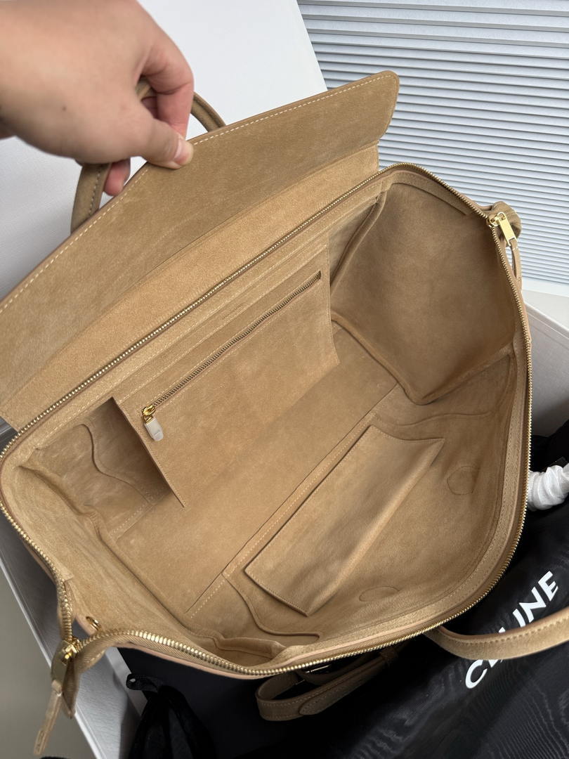 Celine L100E3GW2 MEDIUM NEW LUGGAGE IN SUPPLE Suede 123693 Camel