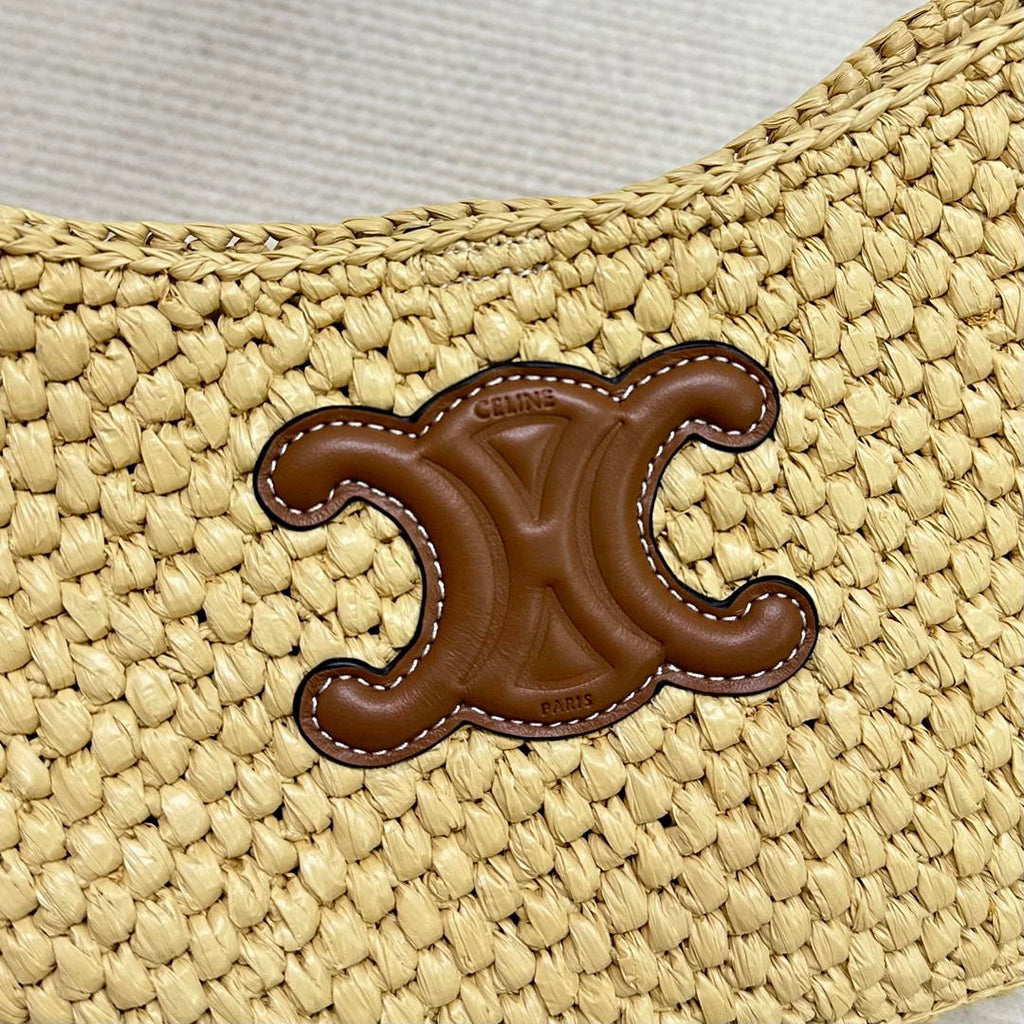 Celine  MEDIUM TILLY BAG IN RAFFIA AND CALFSKIN 119722 Nature