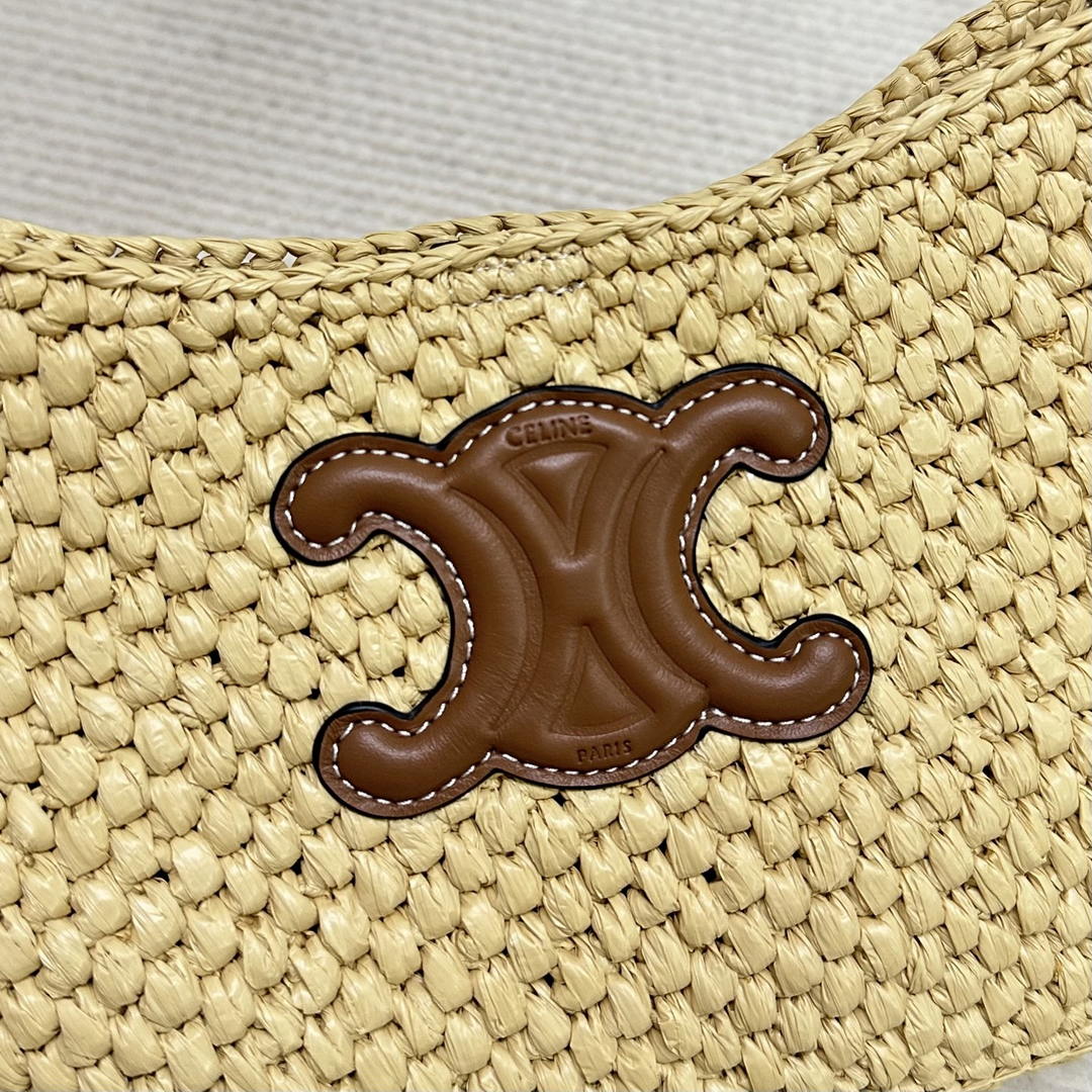 Celine  MEDIUM TILLY BAG IN RAFFIA AND CALFSKIN 119722 Nature