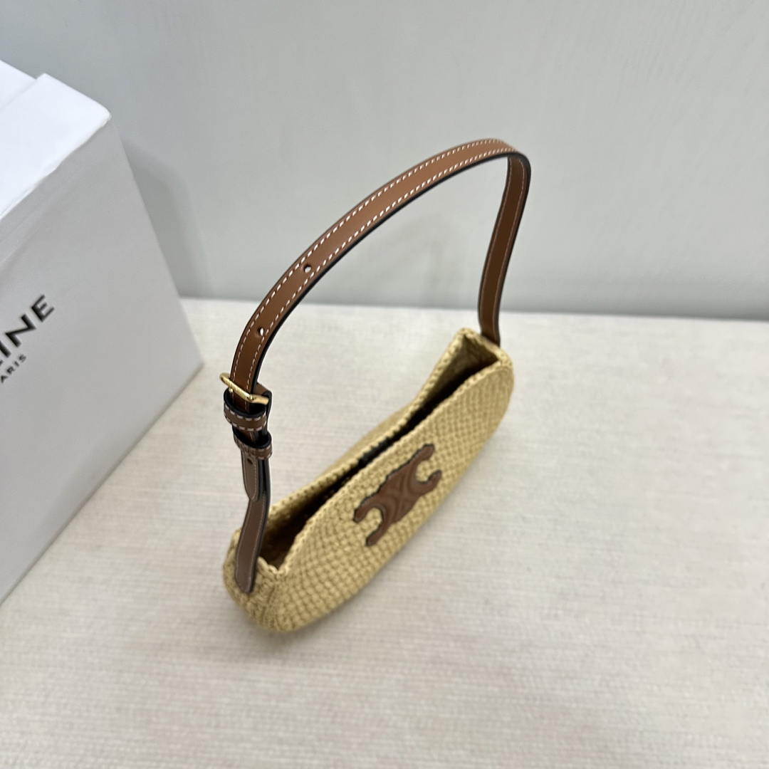 Celine  MEDIUM TILLY BAG IN RAFFIA AND CALFSKIN 119722 Nature - Default Title - View 8