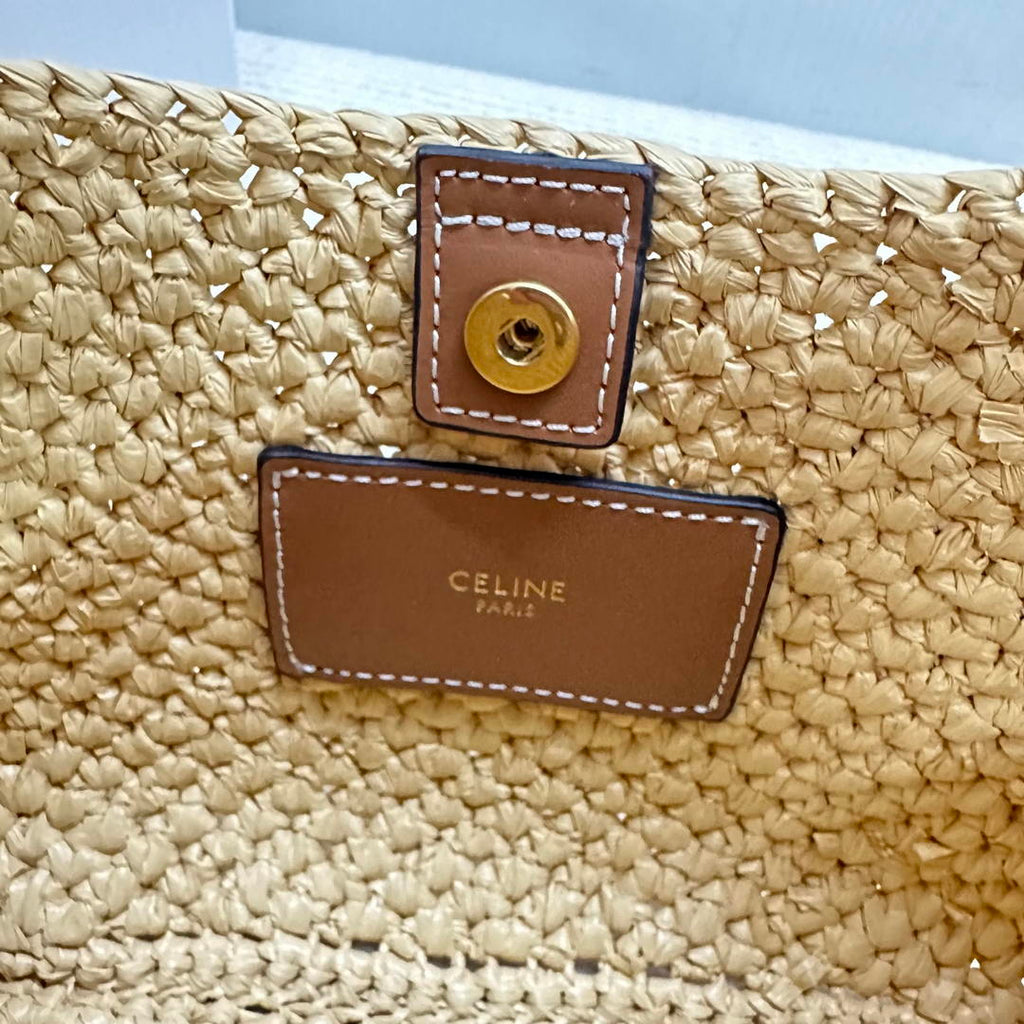 Celine  MEDIUM TILLY BAG IN RAFFIA AND CALFSKIN 119722 Nature