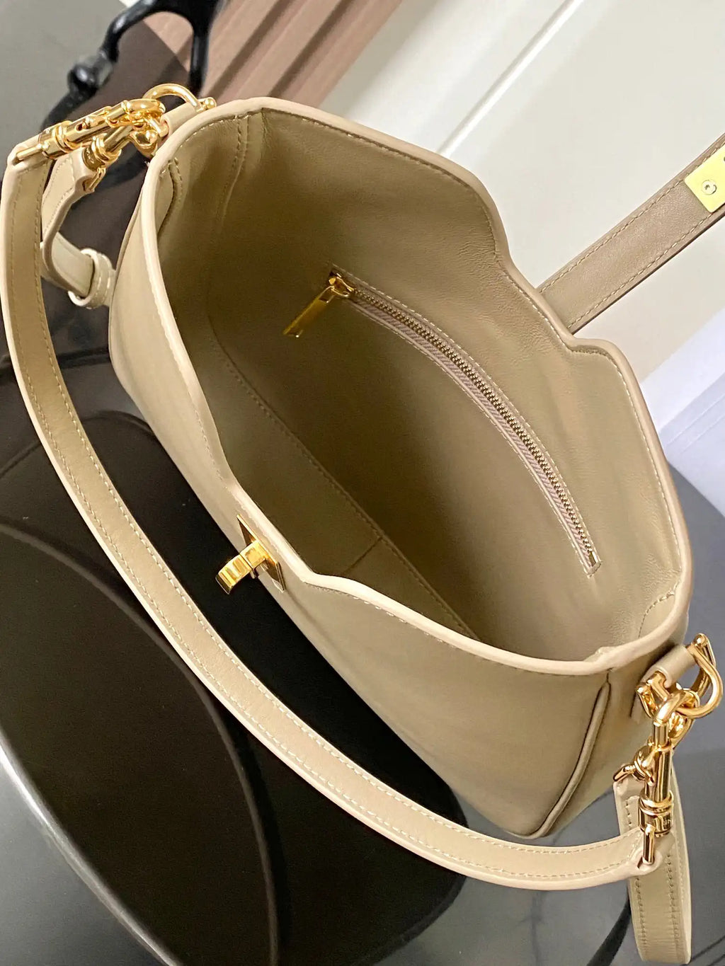 Celine SMALL CAMILLE 16 SOFT BAG IN SMOOTH CALFSKIN 120693FX9 Smoked Brown