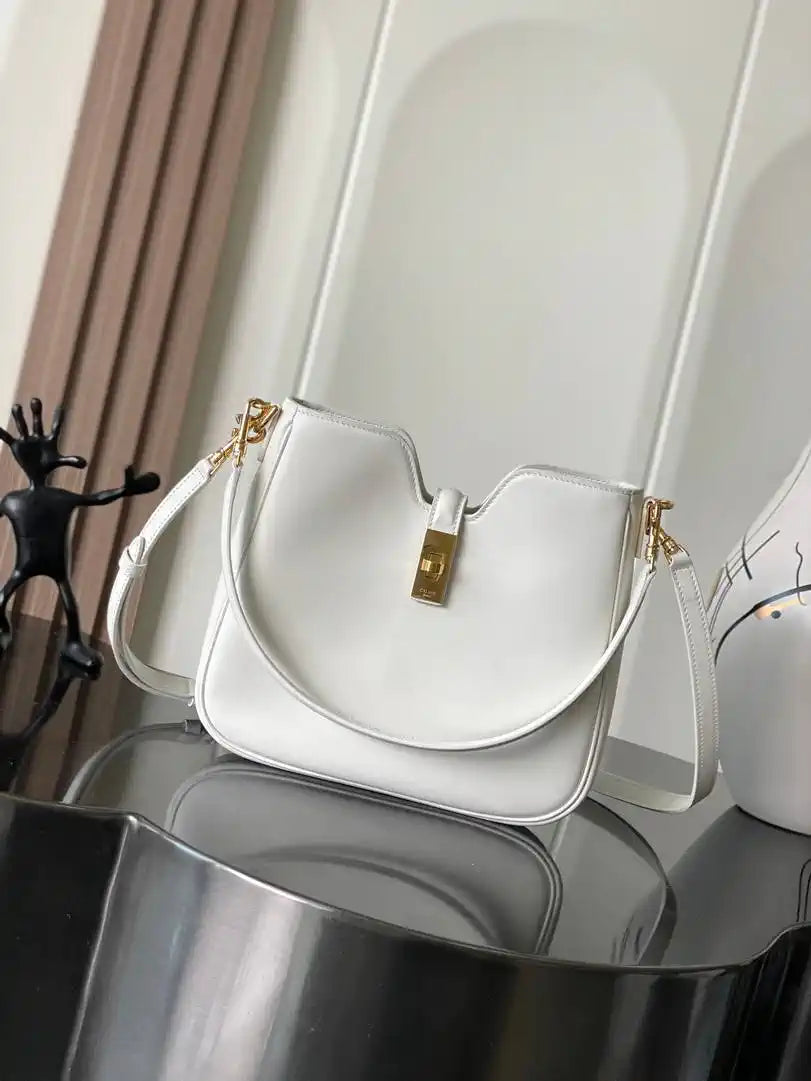 Celine SMALL CAMILLE 16 SOFT BAG IN SMOOTH CALFSKIN 120693FX9 White