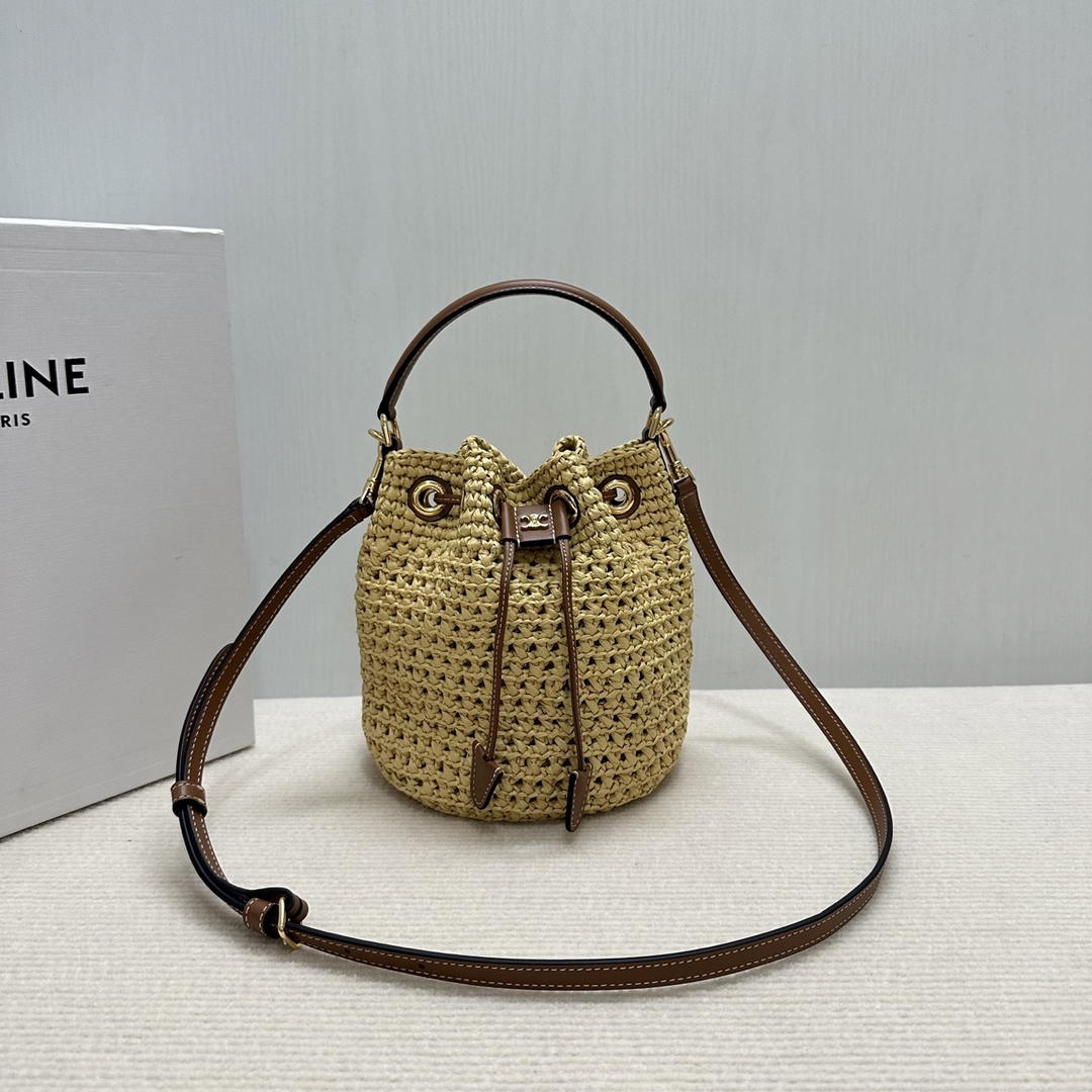 CELINE TEEN CLARA BAG IN  Raffia and calfskin 122622GTO.02NT Nature